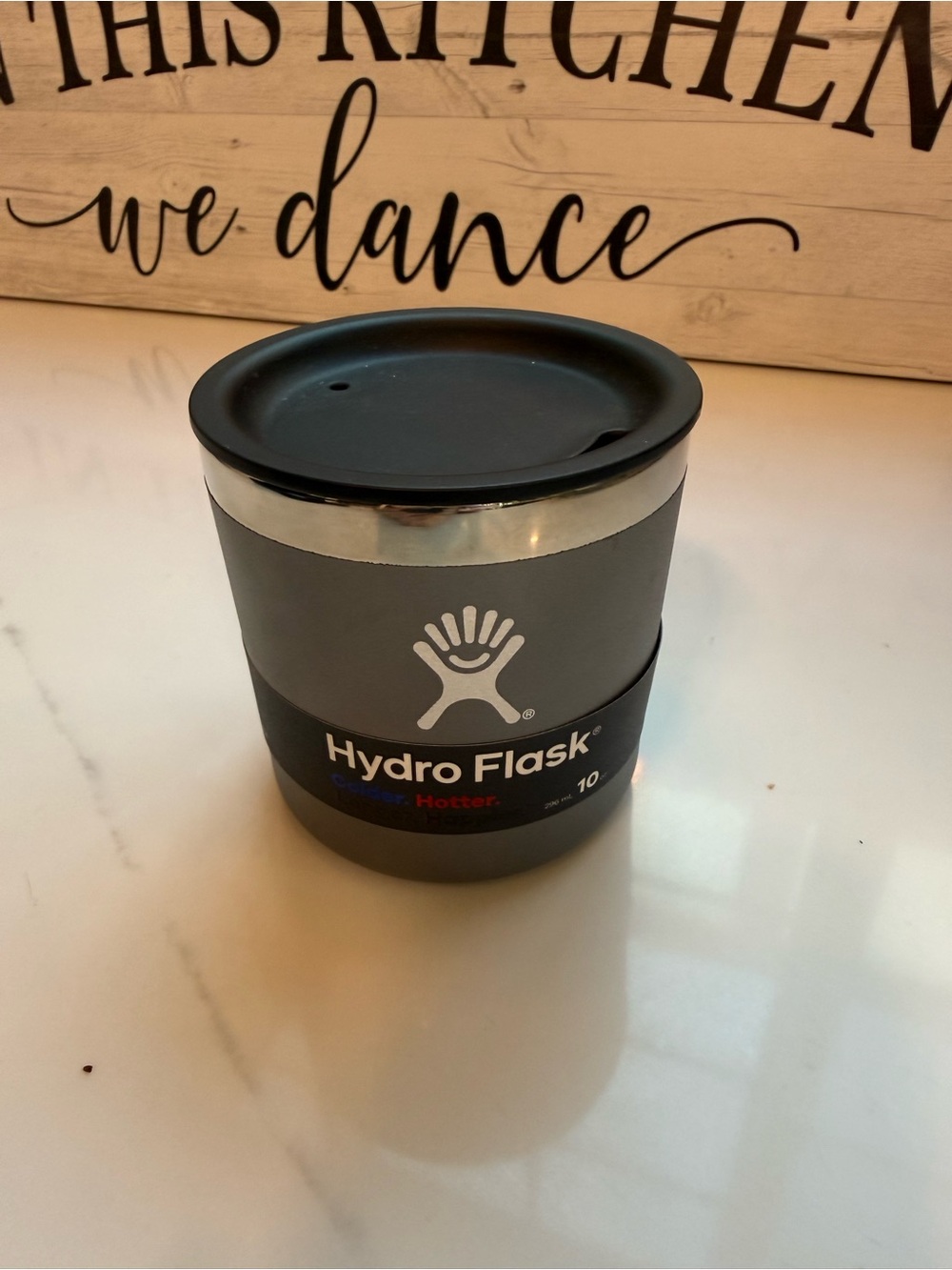 Hydro Flask Gray Insulated Can Cooler with Black Lid